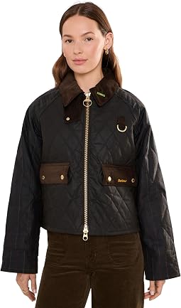 Женское стеганое пальто Barbour из восковой ткани Spey с тартановым принтом