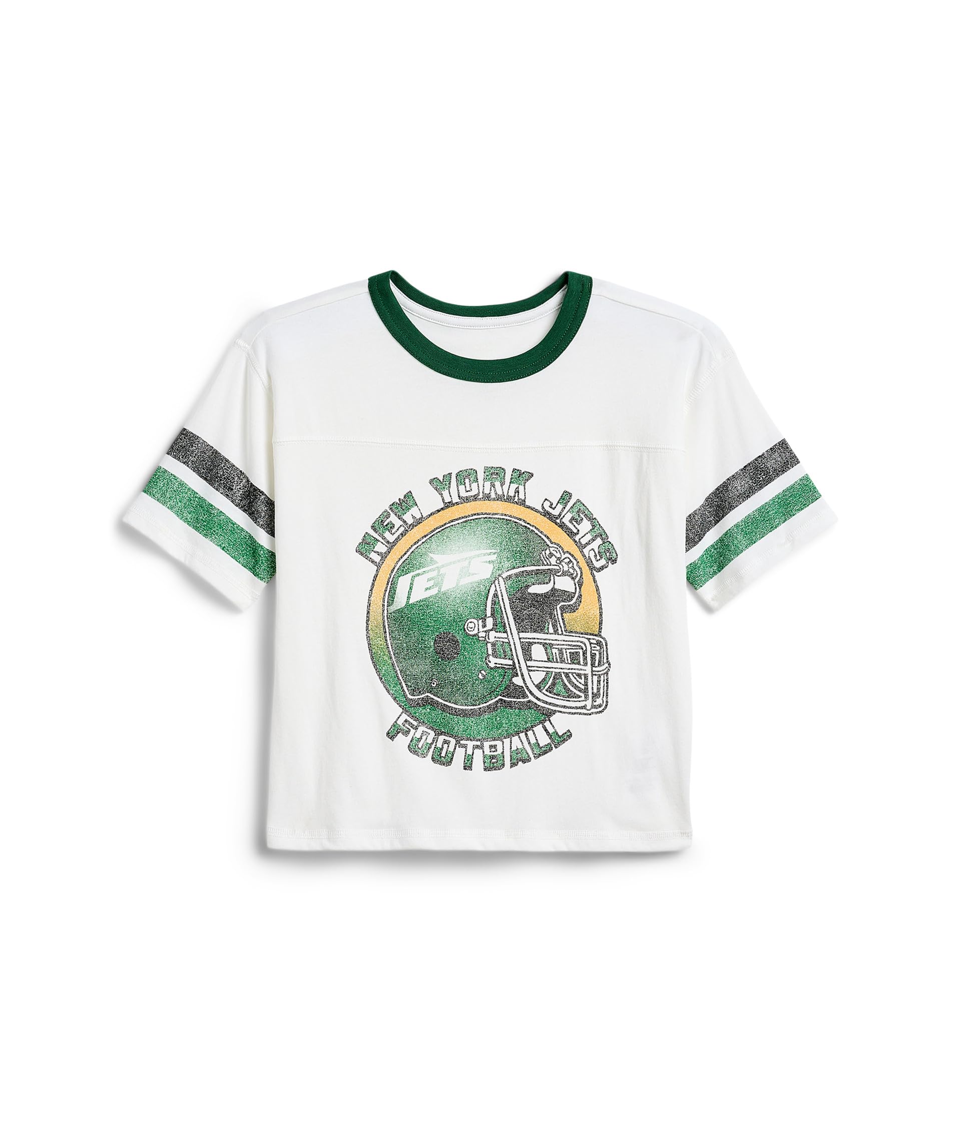 NFL New York Jets Striped Yoke Ringer Tee (Little Kid/Big Kid)