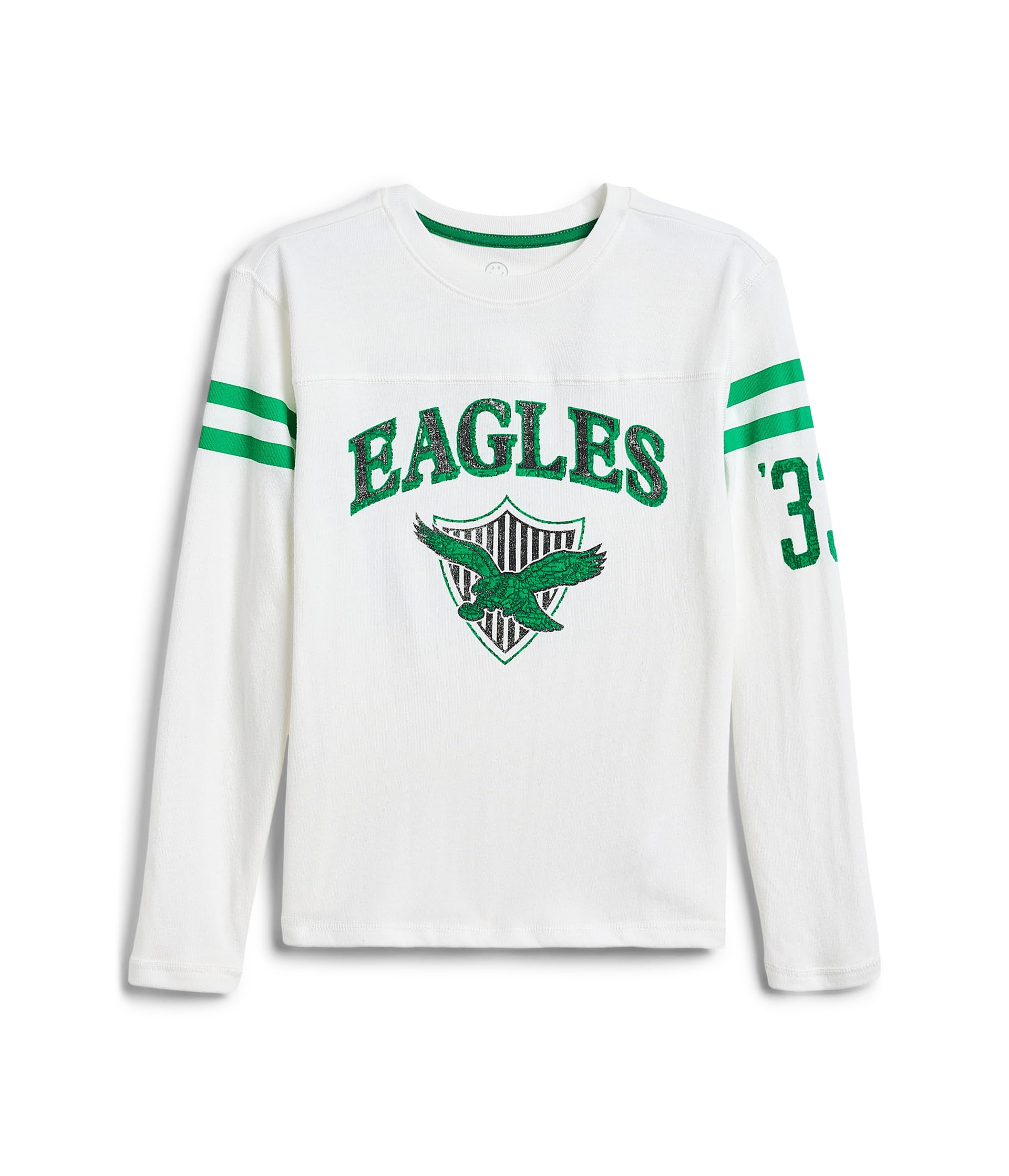 Футболка NFL Philadelphia Eagles Striped Yoke Long Sleeve (Ребенок младшего возраста/Ребенок старшего возраста)