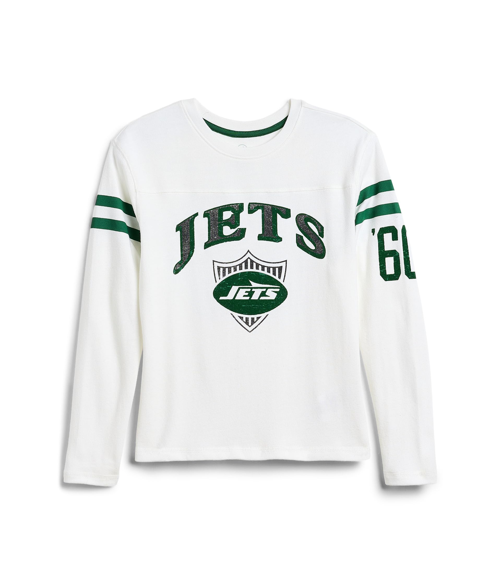 Футболка с длинным рукавом в полоску с кокеткой NFL New York Jets (ребенок старшего возраста)