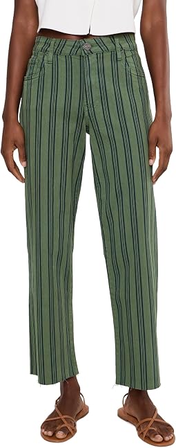 Charlotte High-Rise Wide Leg with Raw Hem in Matcha Green