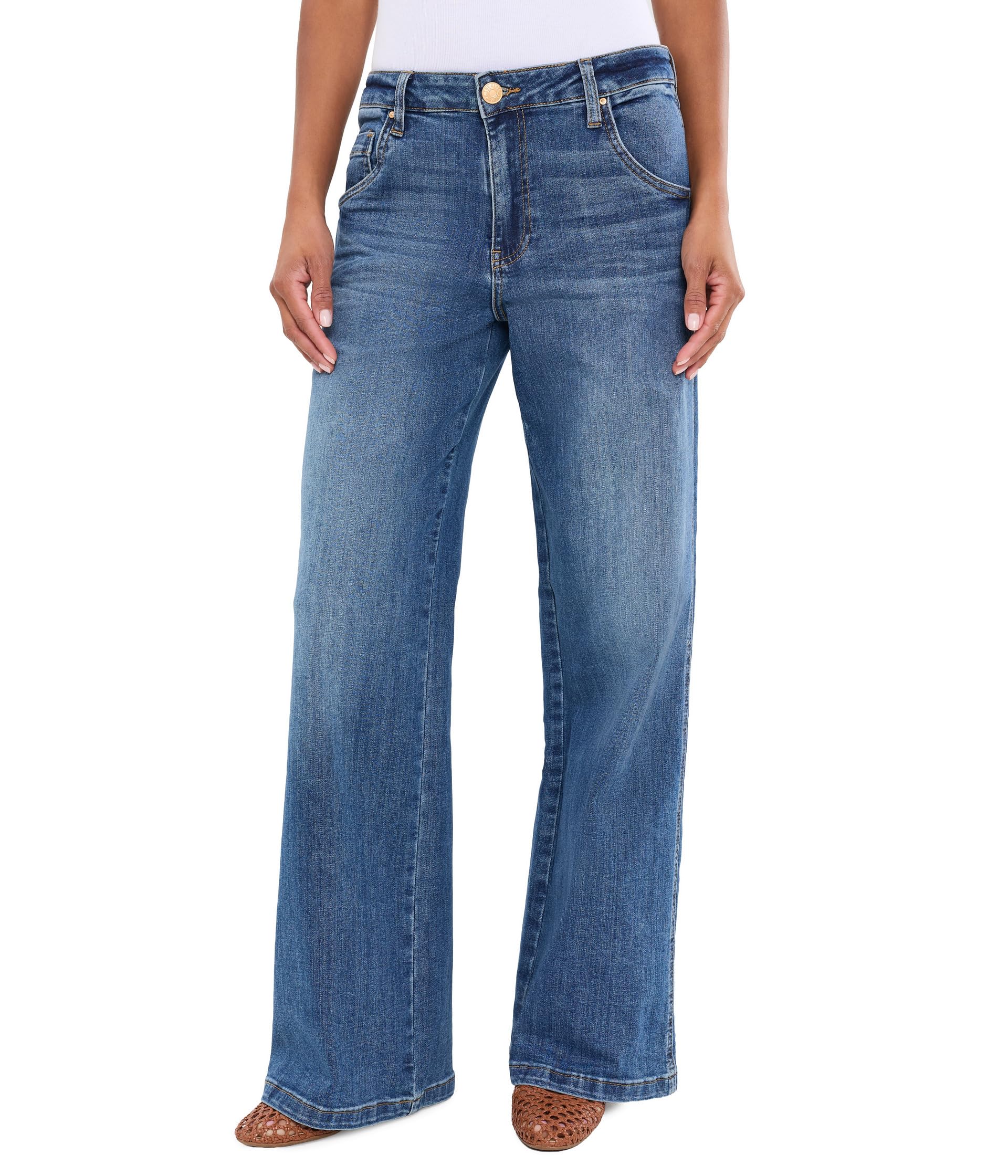 Jeans High-Rise Wide Leg Dip Scoop Pockets