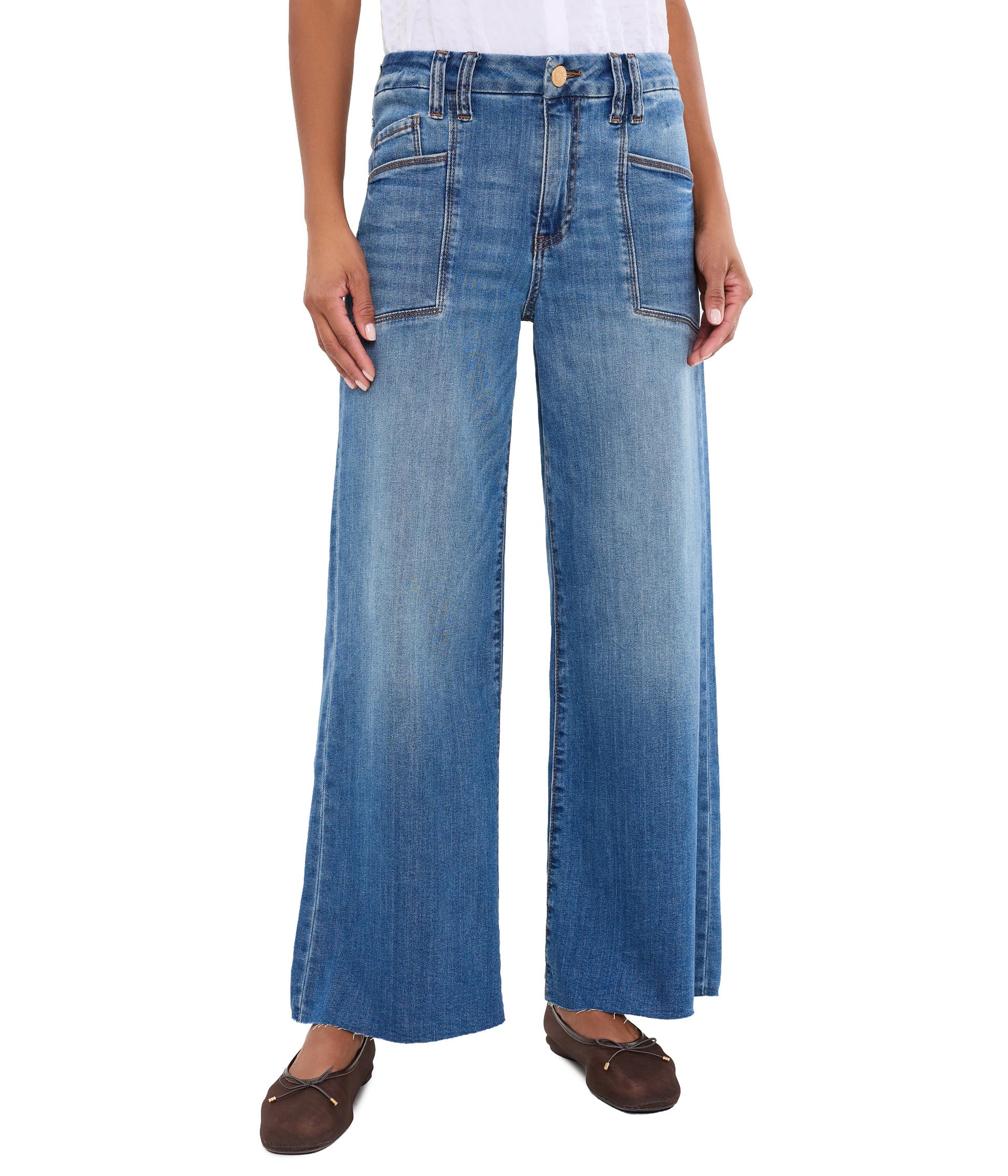 Meg High-Rise Wide Leg Front Pockets Inset-Raw Hem