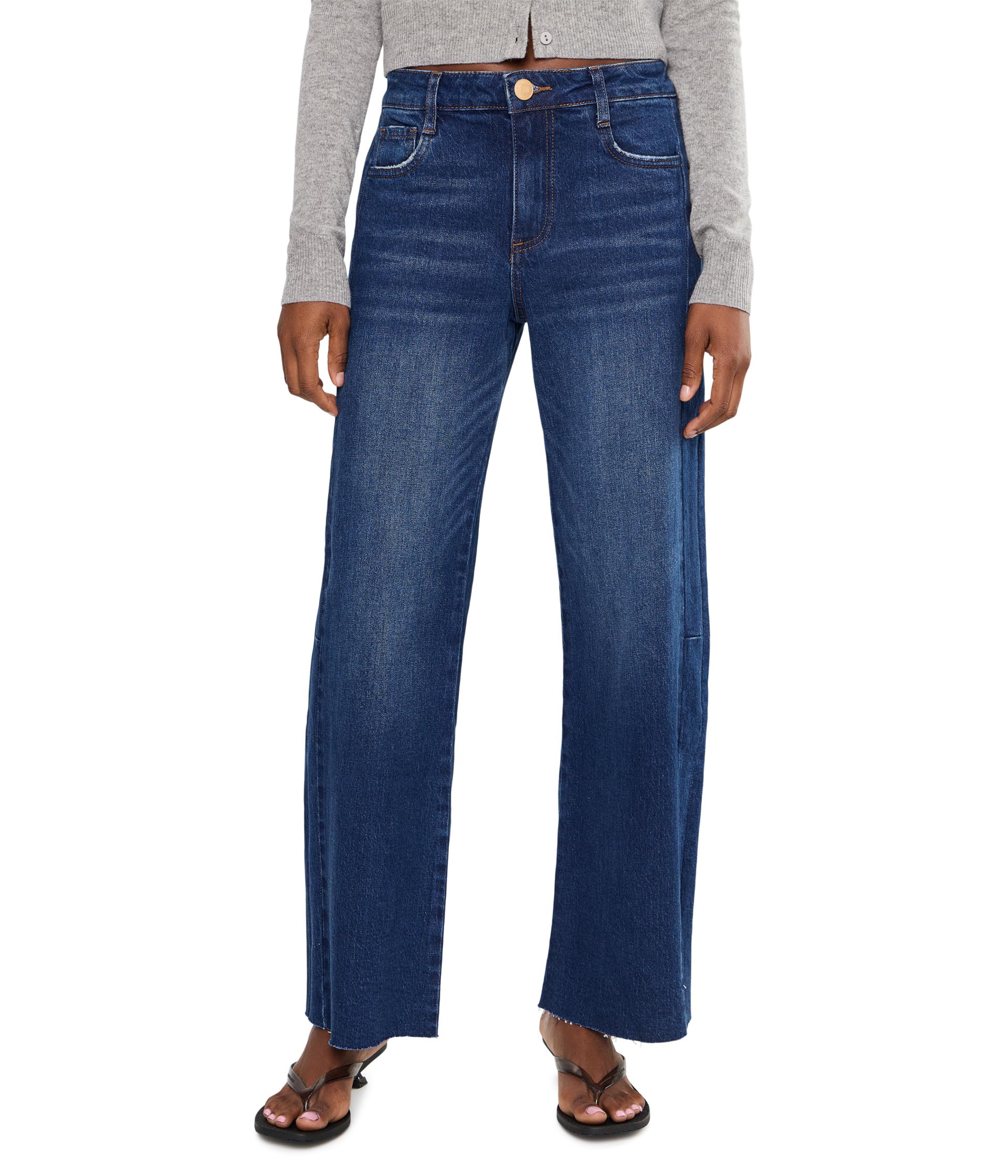 Meg High-Rise Wide Leg Side Panel Raw Hem