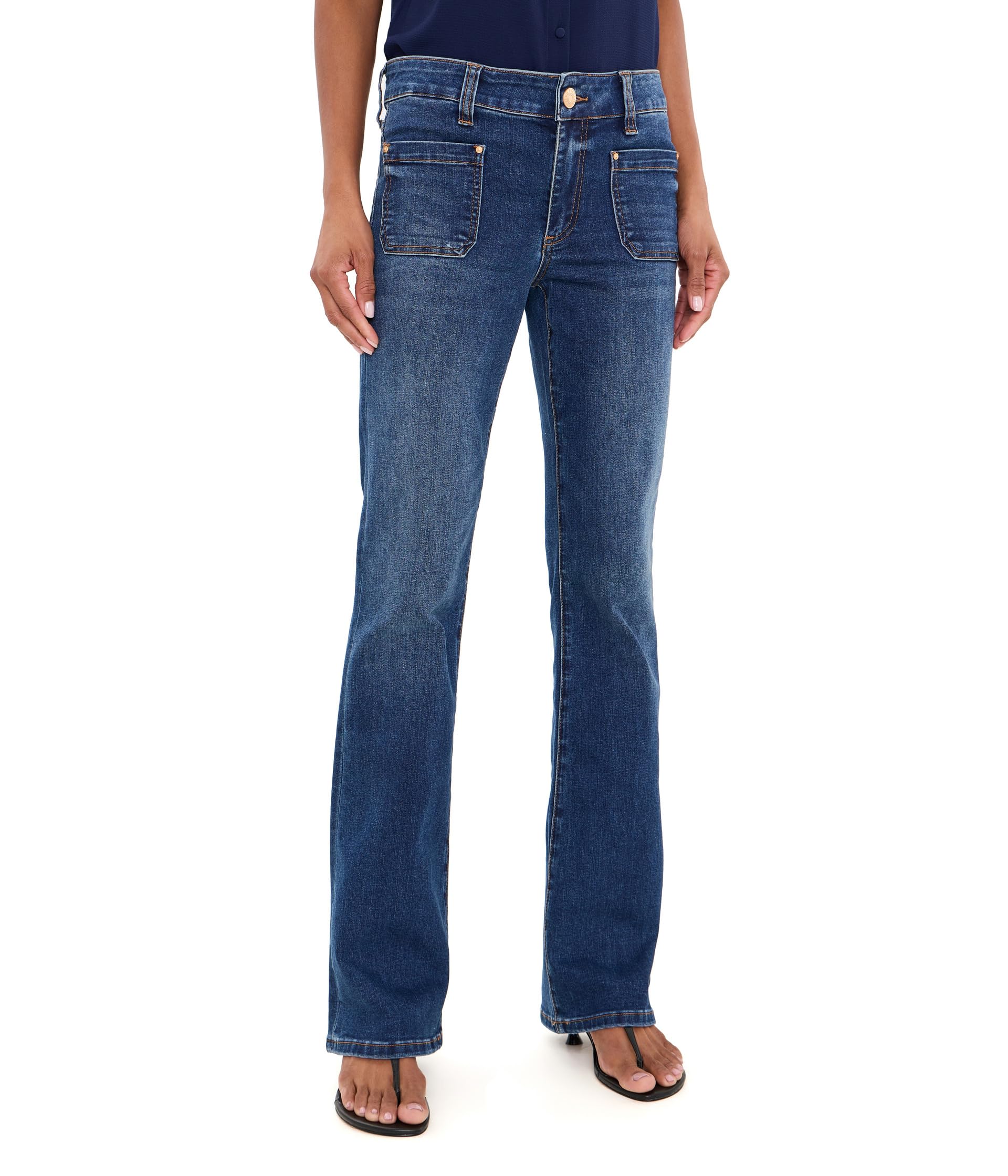 Natalie Mid-Rise Flare with Patch Pocket Clean Hem