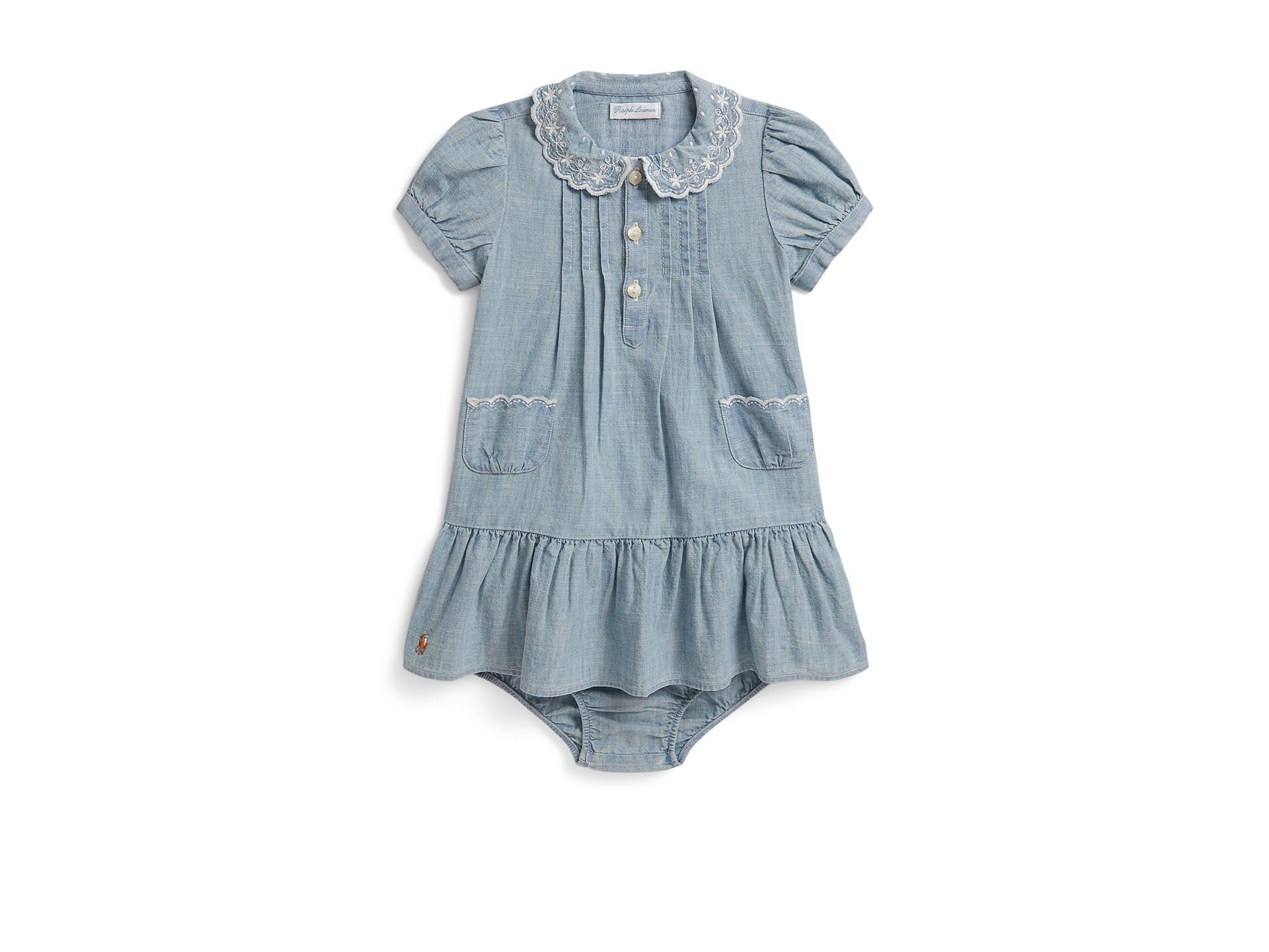Indigo Cotton Chambray Dress & Bloomer (Infant)