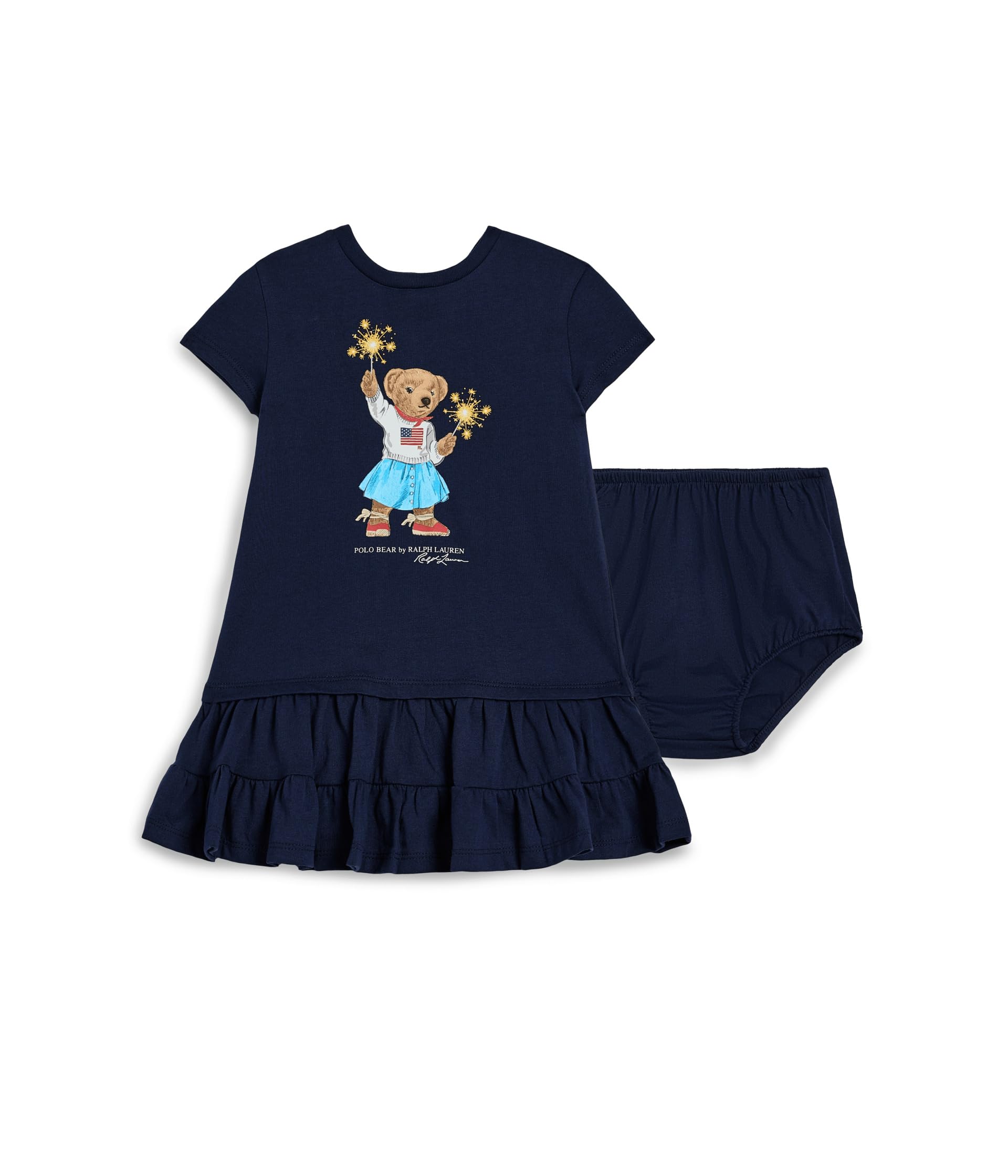 Платье с ярусами из хлопка Polo Bear и шортики-панталоны (младенец)