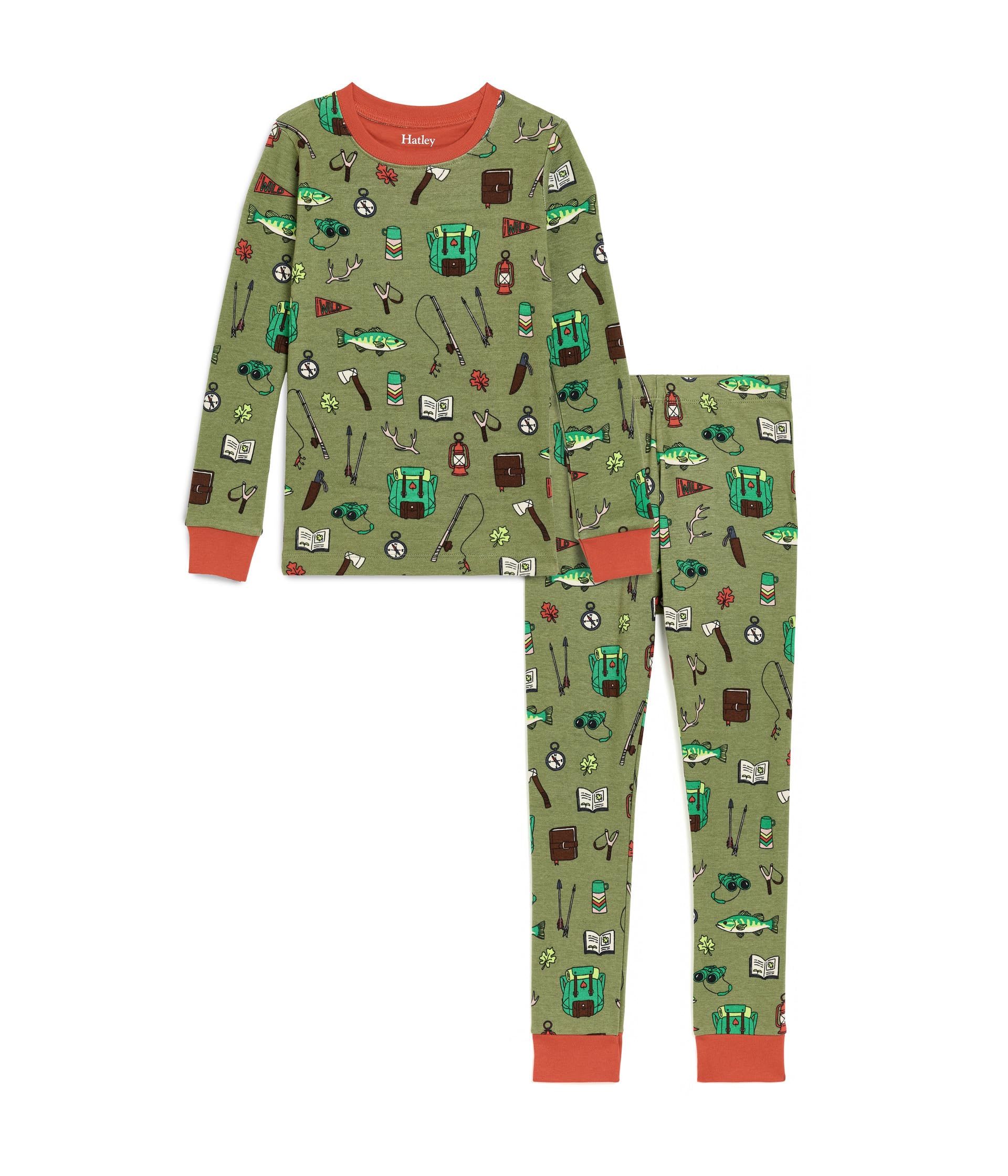 Комплект пижам из хлопковой рибанты Outdoor Explorer (малыши/младшие дети/старшие дети)