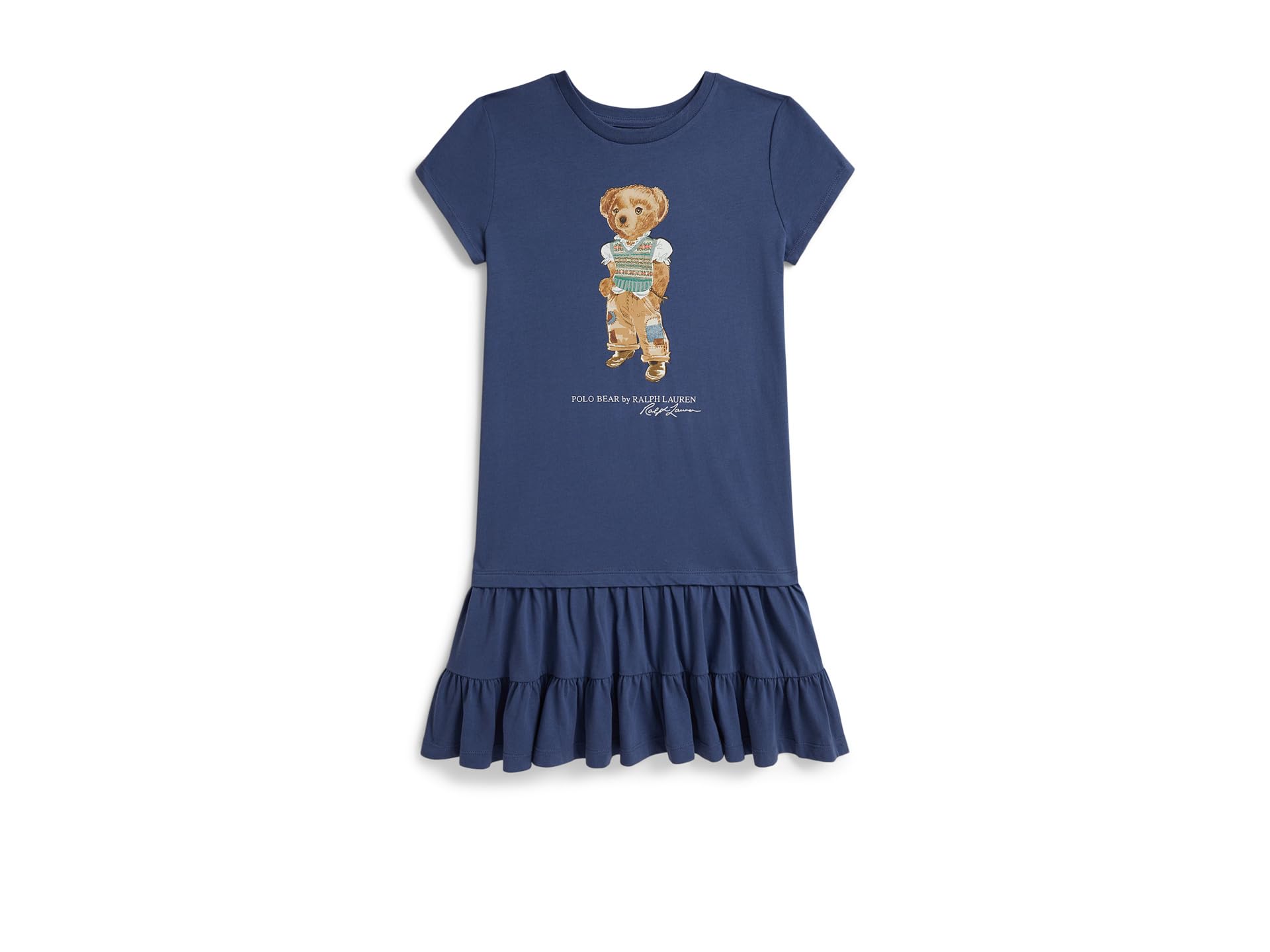Платье из хлопкового джерси с ярусной южкой Polo Bear (старший ребенок)
