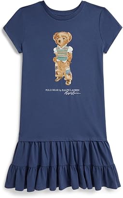 Платье из хлопкового джерси с ярусной южкой Polo Bear (старший ребенок)