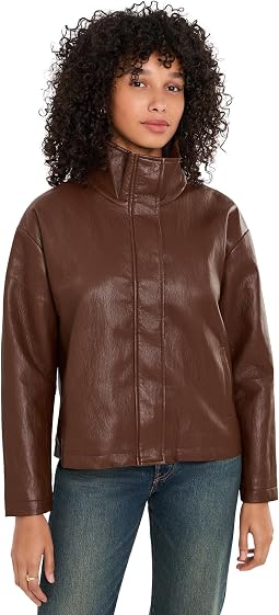 Wren Drop Shoulder Polyurethane Leather Jacket