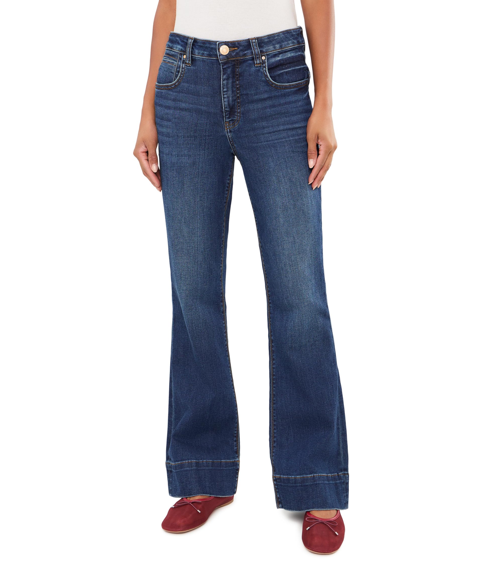 Stella High-Rise Fab Ab Flare with Back Darts and Wide Hem in Charmer/Dark Base Wash