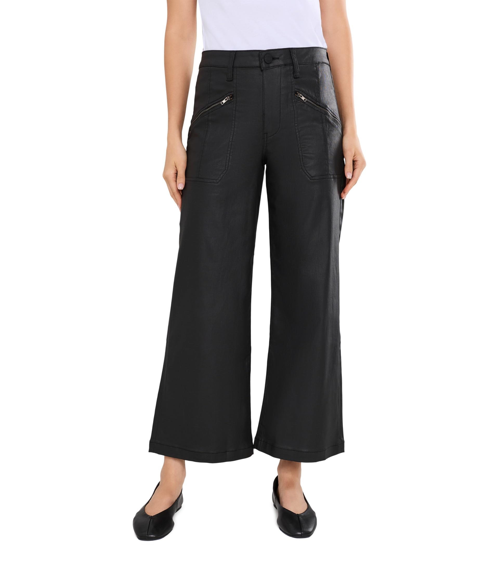 Coated Meg High Rise Wide Leg in Matte Black