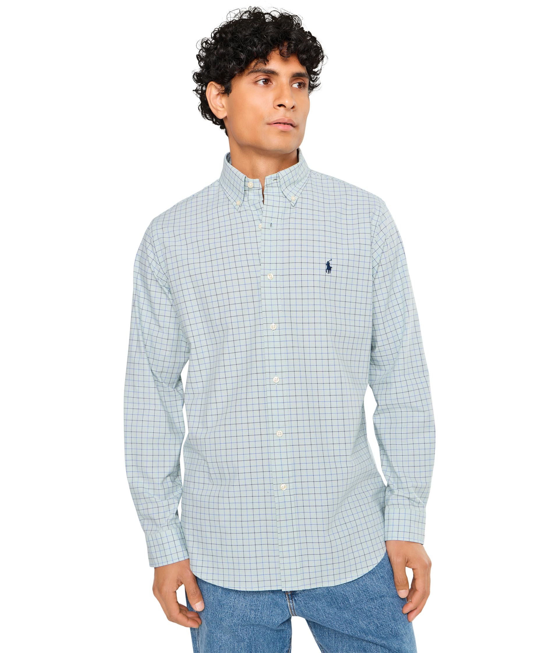 Classic Fit Checked Stretch Poplin Shirt