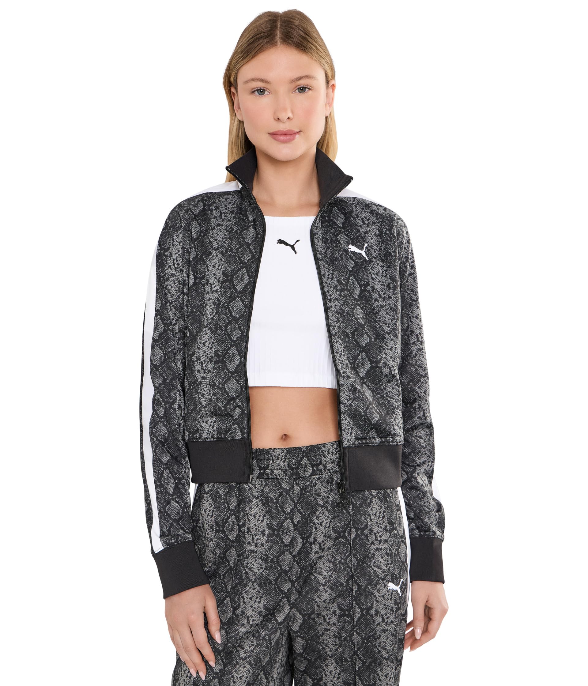 T7 Snake Print Short Track Jacket