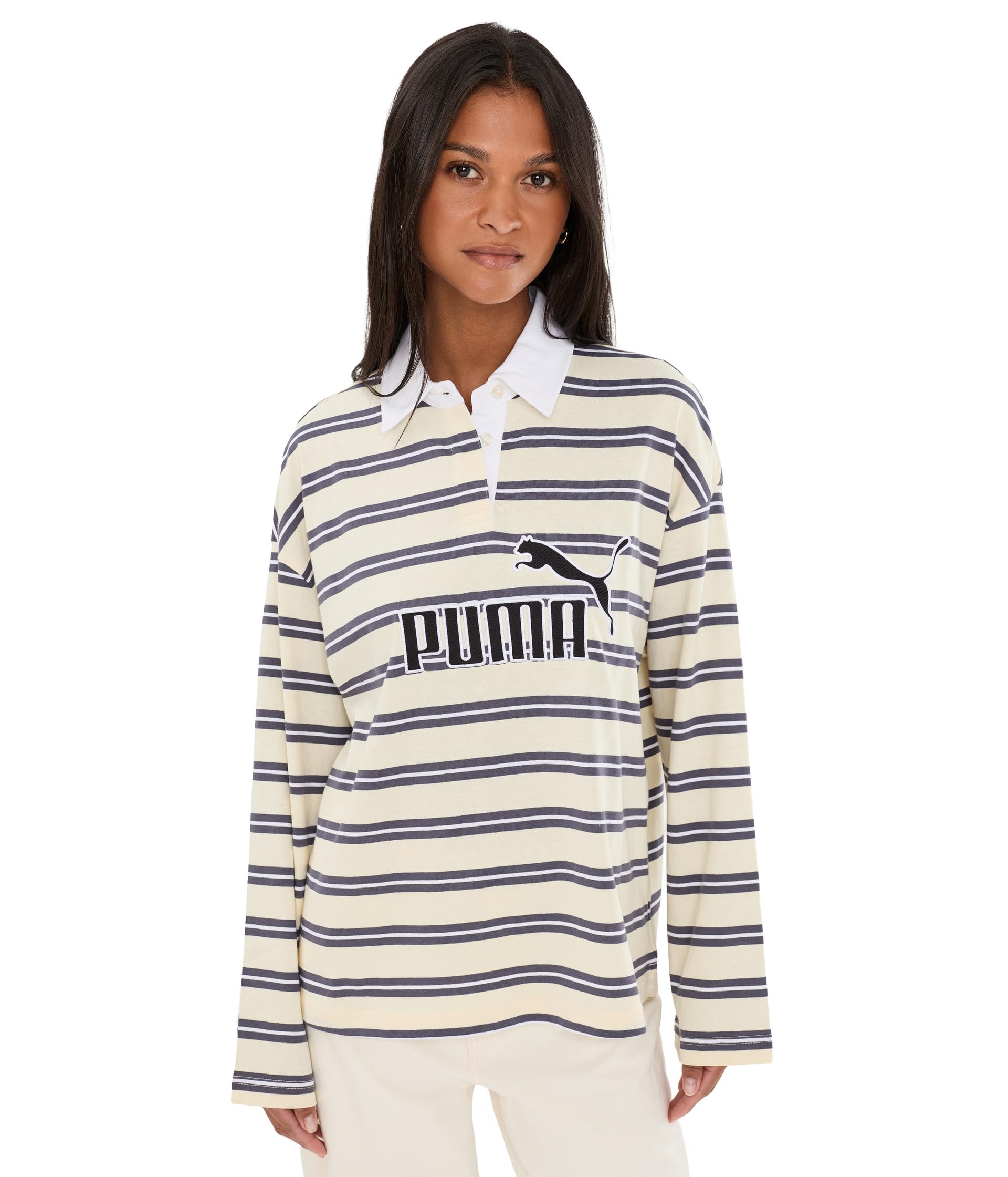 Essentials Elevated No.1 Logo Oversized Striped Rugby Polo