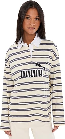 Essentials Elevated No.1 Logo Oversized Striped Rugby Polo