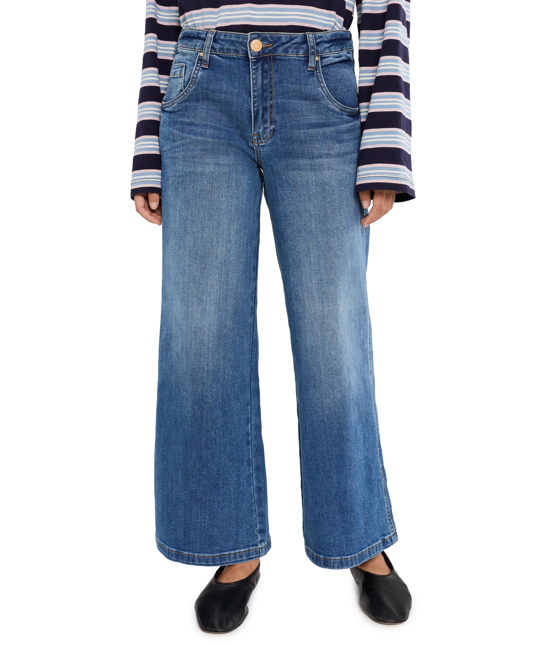 Petite Jeans High-Rise Wide Leg Dip Scoop Pockets in Incandscent