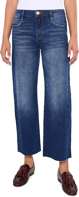 Petite Meg High-Rise Wide Leg Side Panel Raw Hem in Curator