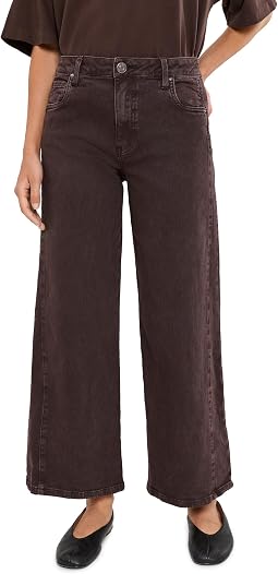 Petite Meg High-Rise Wide Leg Side Panel in Chocolate