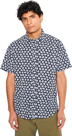 Morningside Short Sleeve Cotton Print Regular Fit Slub Shirt