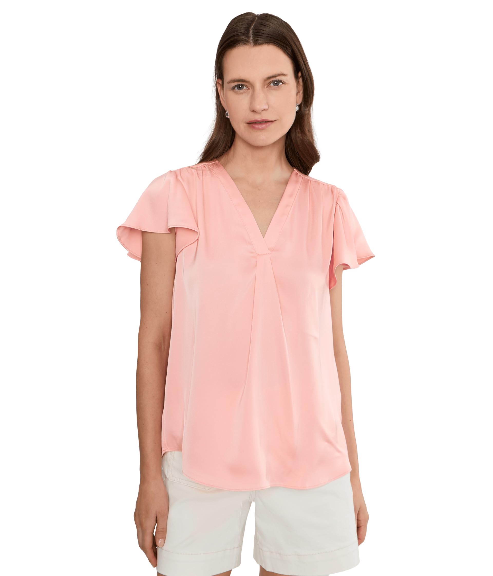 V-Neck Flutter Sleeve Top