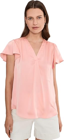 V-Neck Flutter Sleeve Top