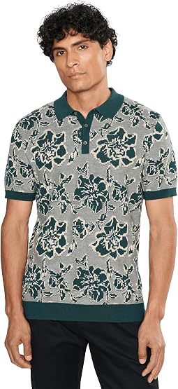 Deep Blue Cotton Floral Jacquard