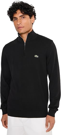 Zipped High Neck Cotton Sweater