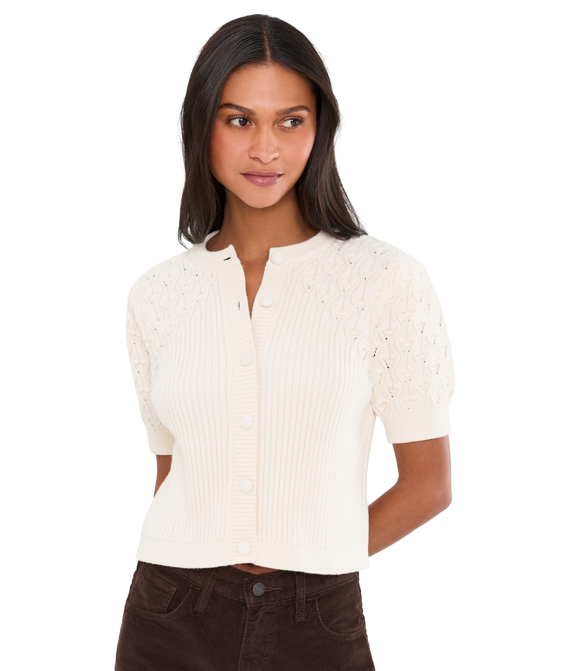 Cici Bobble Knit Short Sleeve Cardigan