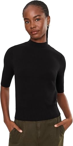 Mock Neck Short Sleeve Sweater