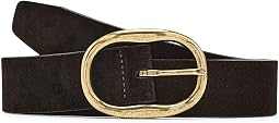 Suede oval buckle belt