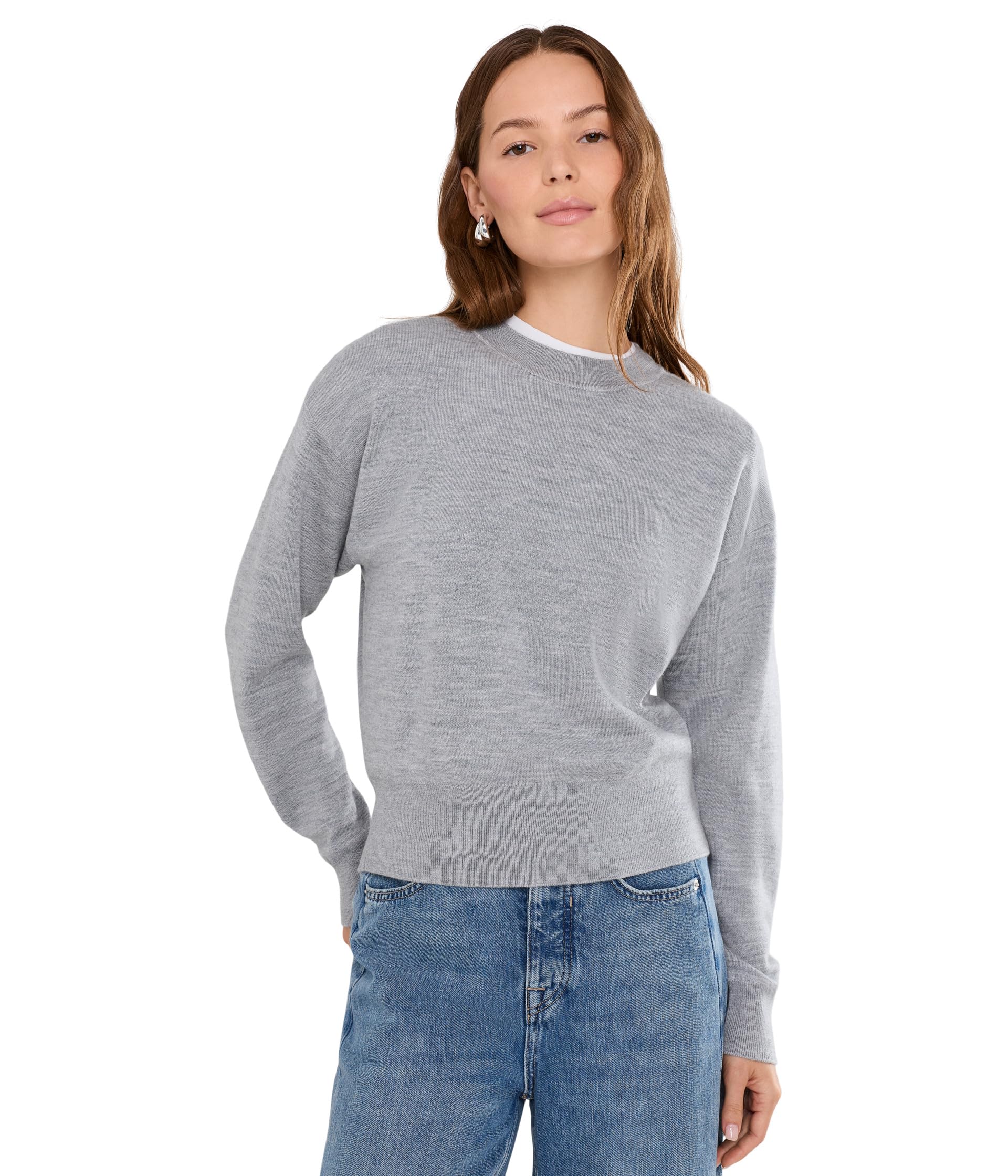 Relaxed Crewneck Sweater in Merino-Silk Blend