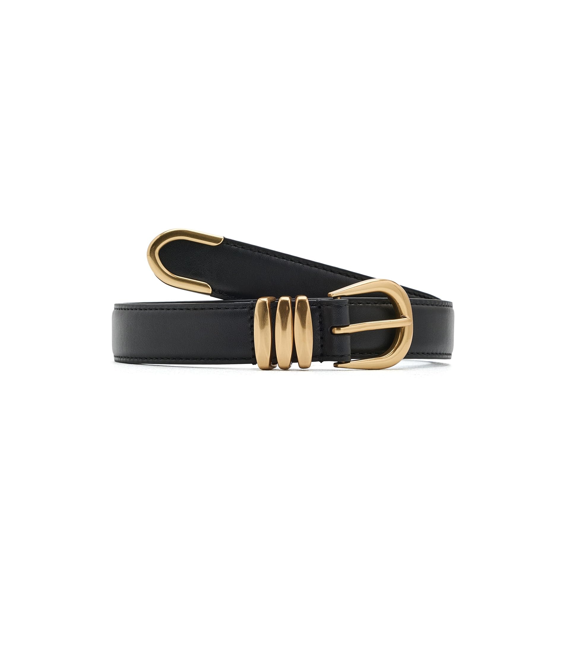 Metal-Keeper Leather Skinny Belt