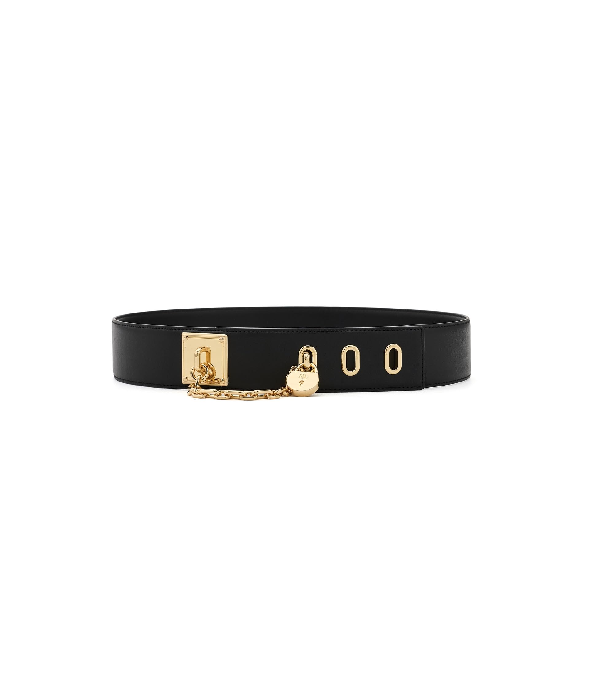 Leather Chain Padlock Wide Belt