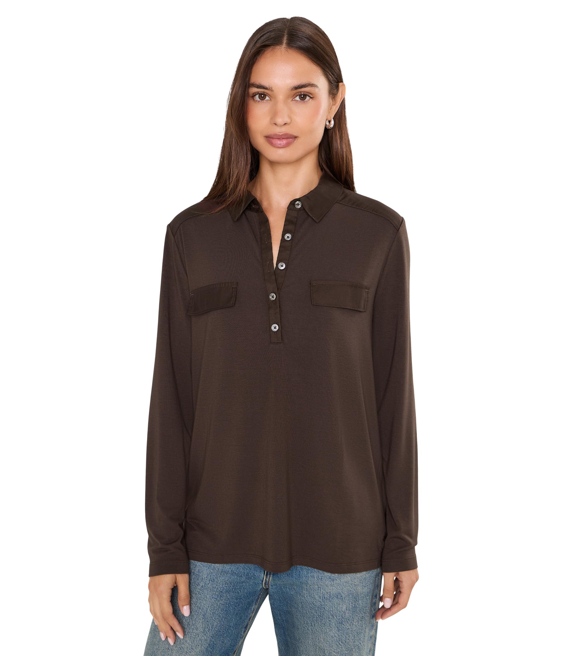 Kauai Woven Trim Shirt Long Sleeve