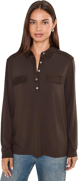 Tommy Bahama Kauai женская рубашка с длинным рукавом и тканевой отделкой