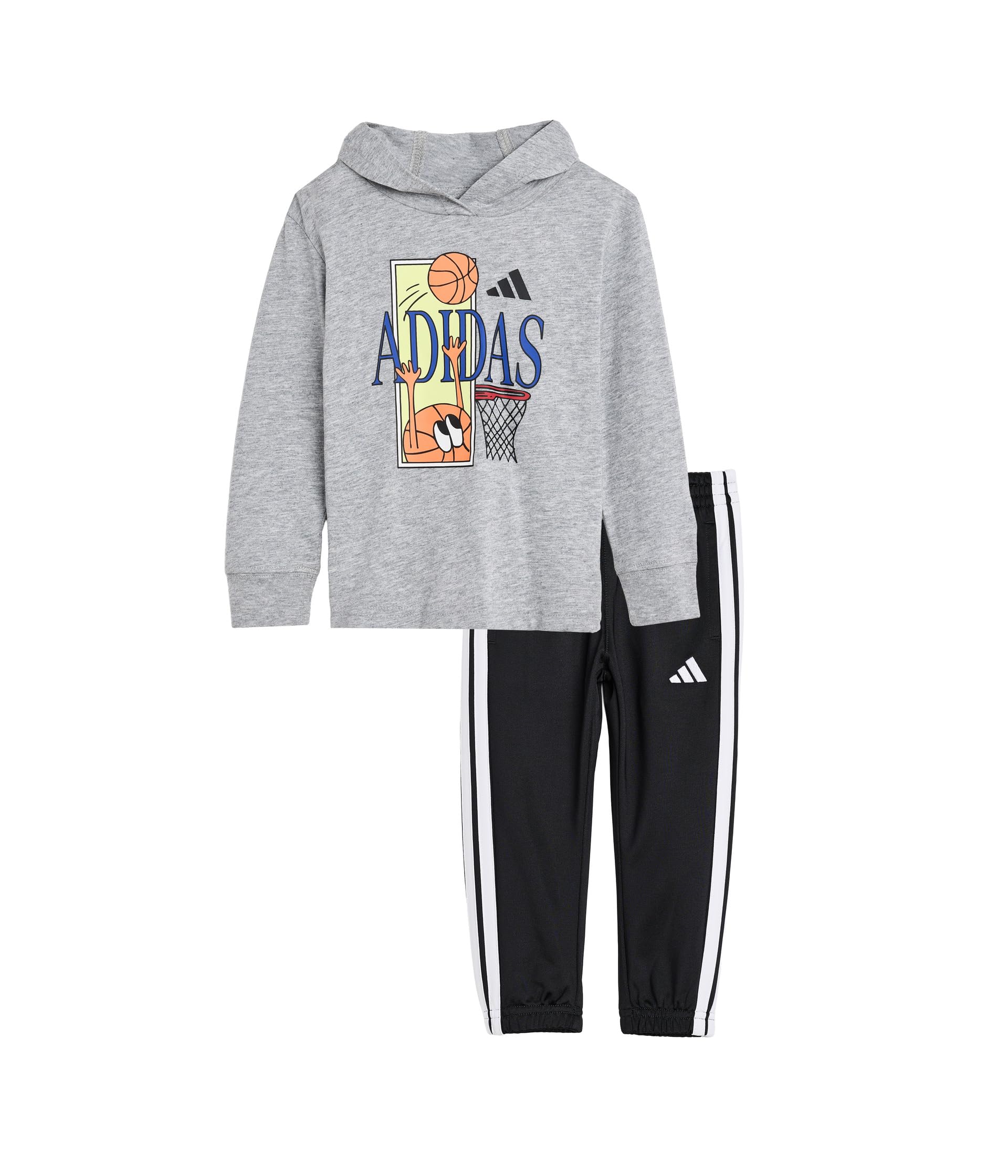 Graphic Hooded Heather Cotton Tee & Pants Set (Toddler/Little Kid)