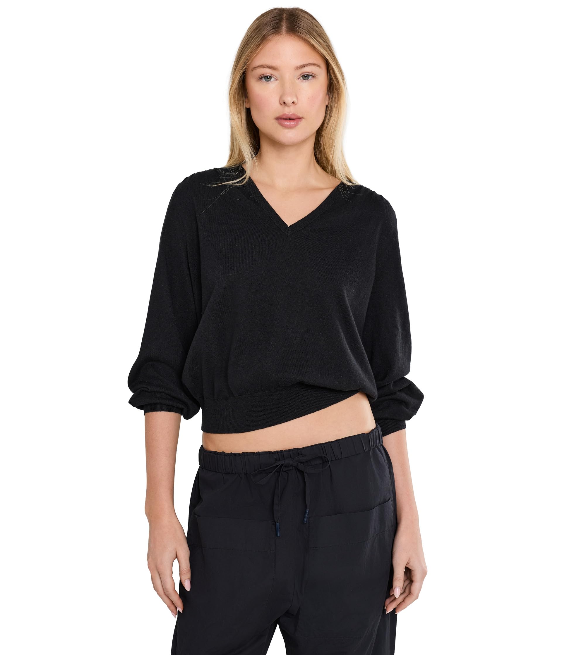 V-Neck Blouson Sweater