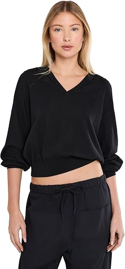 V-Neck Blouson Sweater