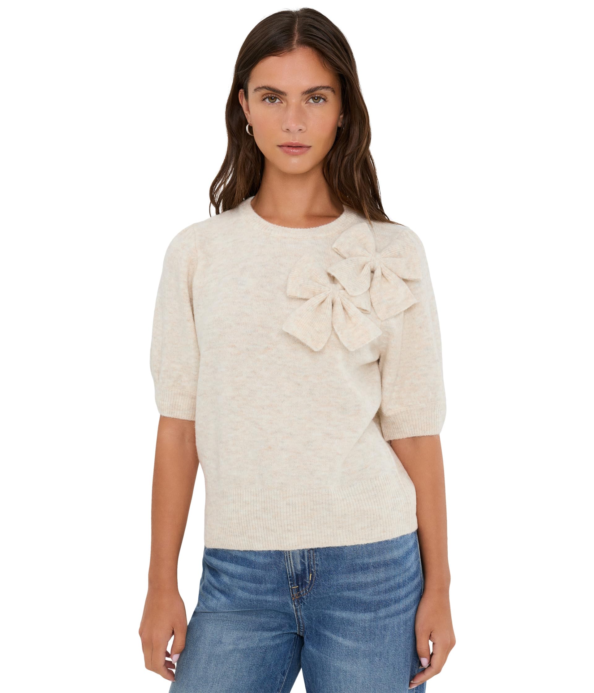 Ribbon Bow Applique Short Sleeve Pullover