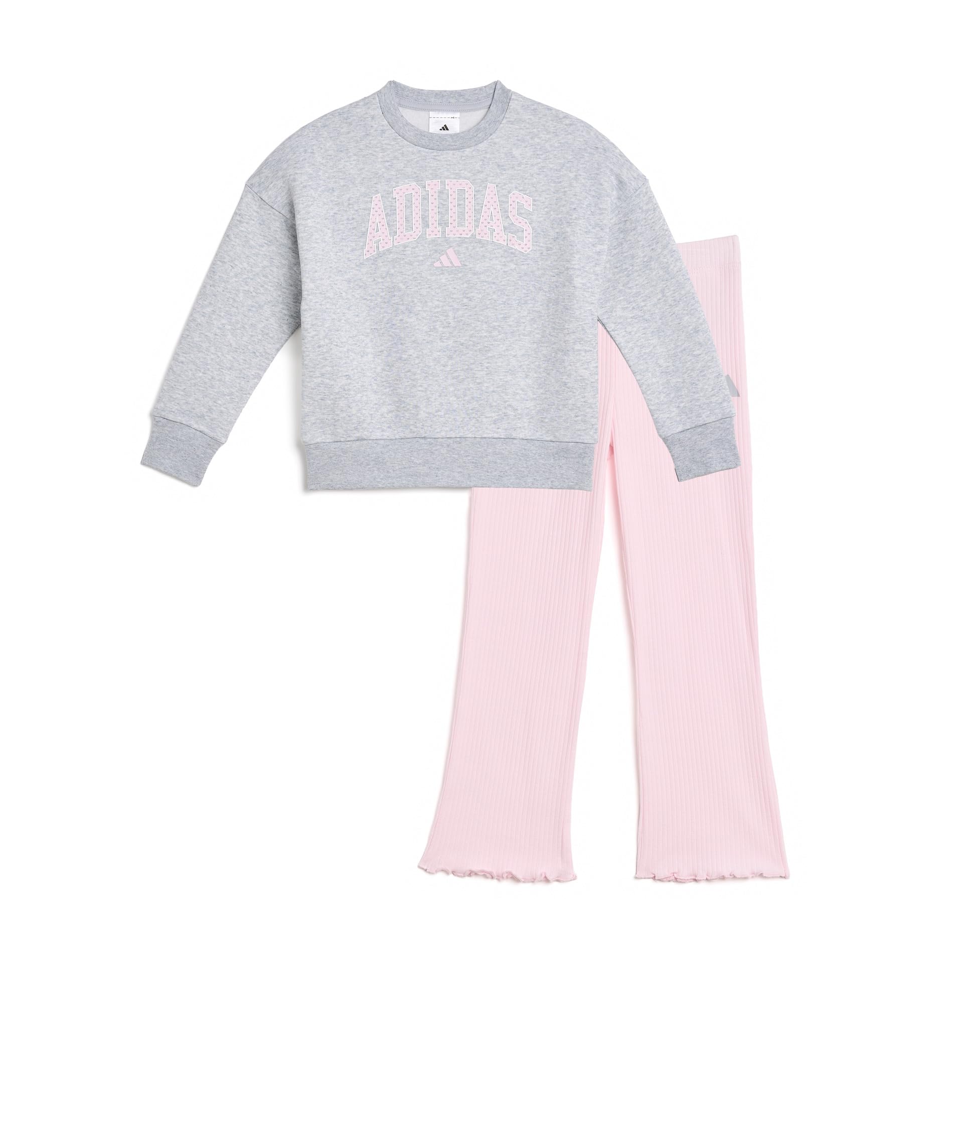 Heather Crew Rib Kick Flare Pant Set (toddler/Little Kid)