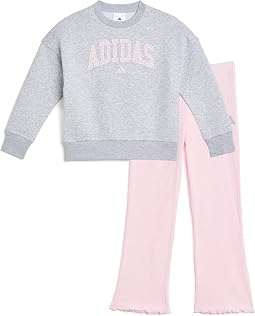 Heather Crew Rib Kick Flare Pant Set (toddler/Little Kid)