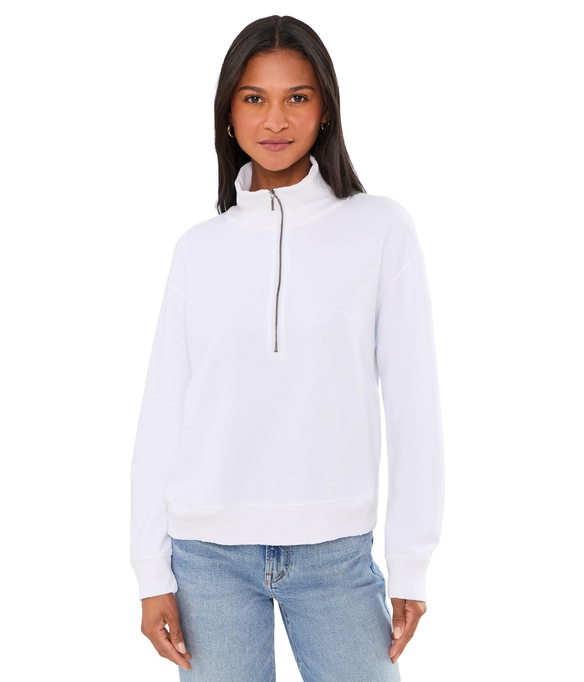 Long Sleeve 1/4 Zip Sweatshirt with Rib Collar