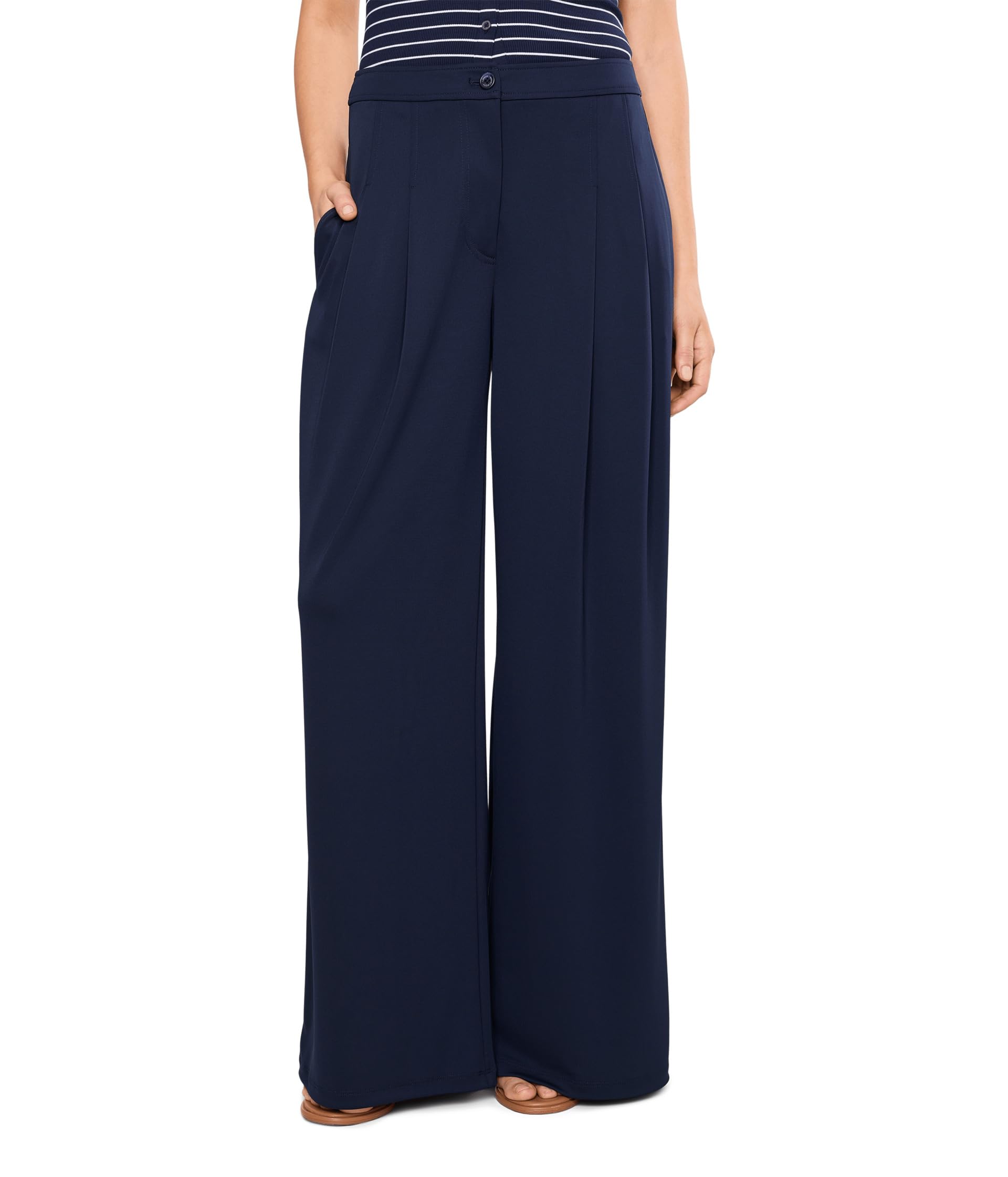 Pleated Stretch Jersey Wide-Leg Pants