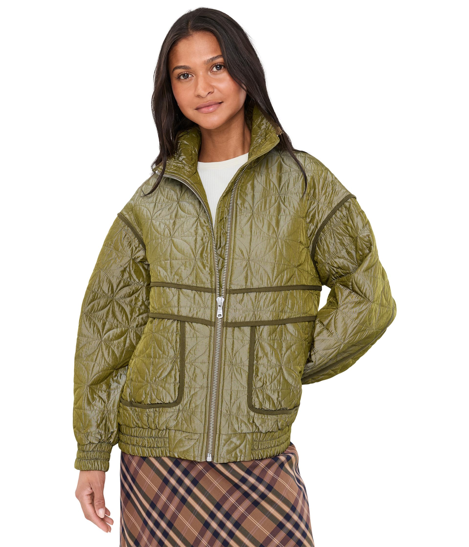 Funnel Neck Quited Bomber Jacket