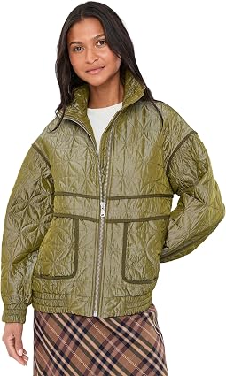 Funnel Neck Quited Bomber Jacket