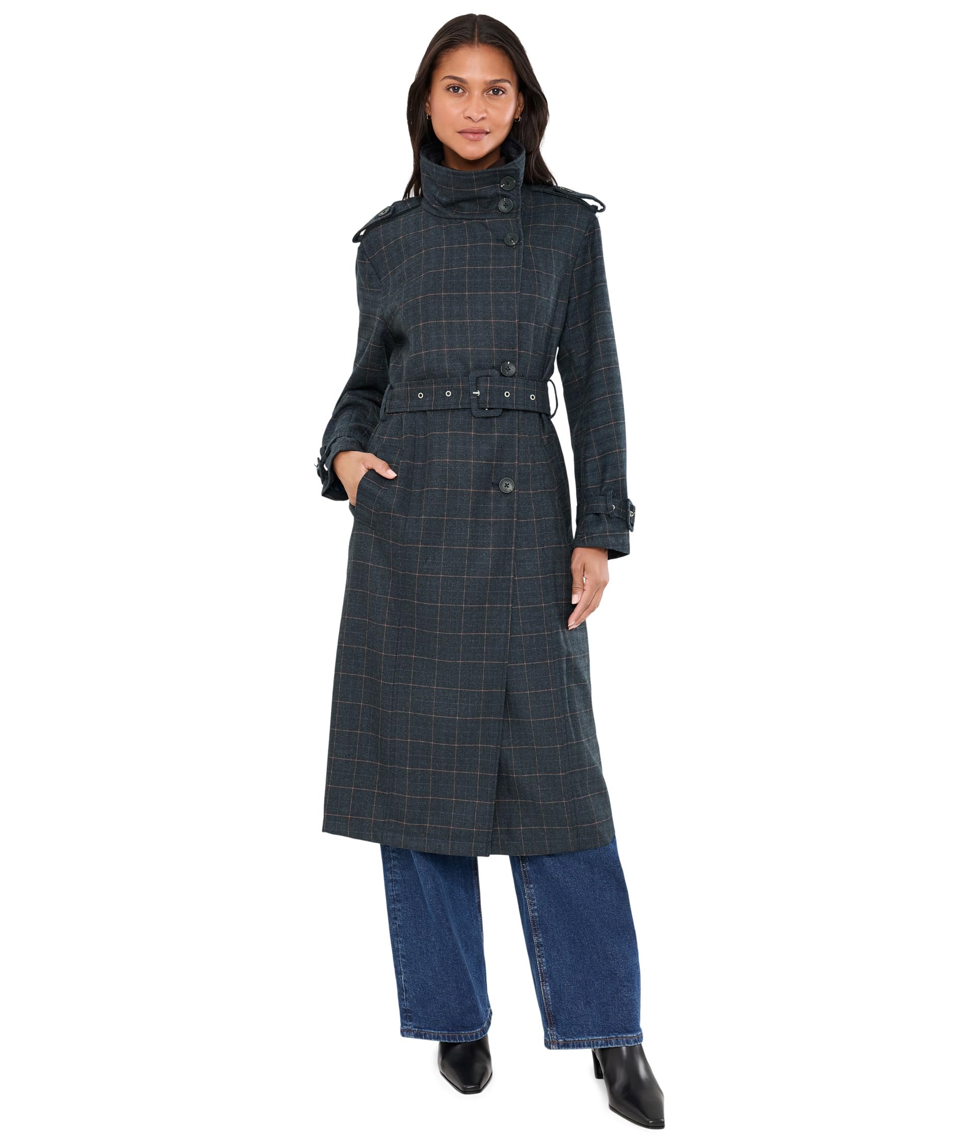 Funnel Neck Slouchy Trench Coat