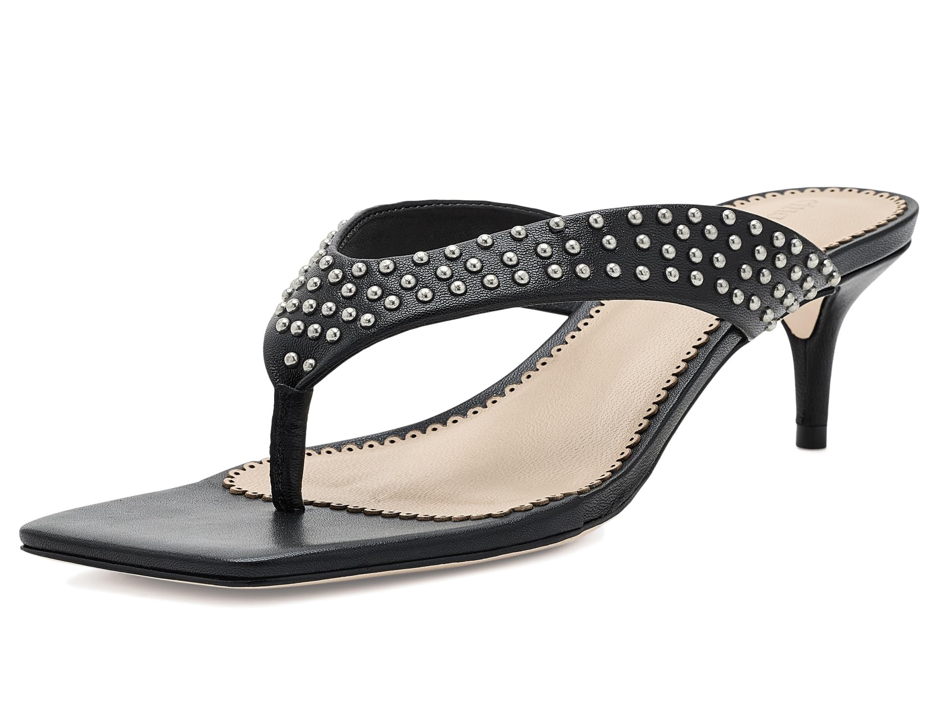 Frankie Studded Leather Kitten Heel