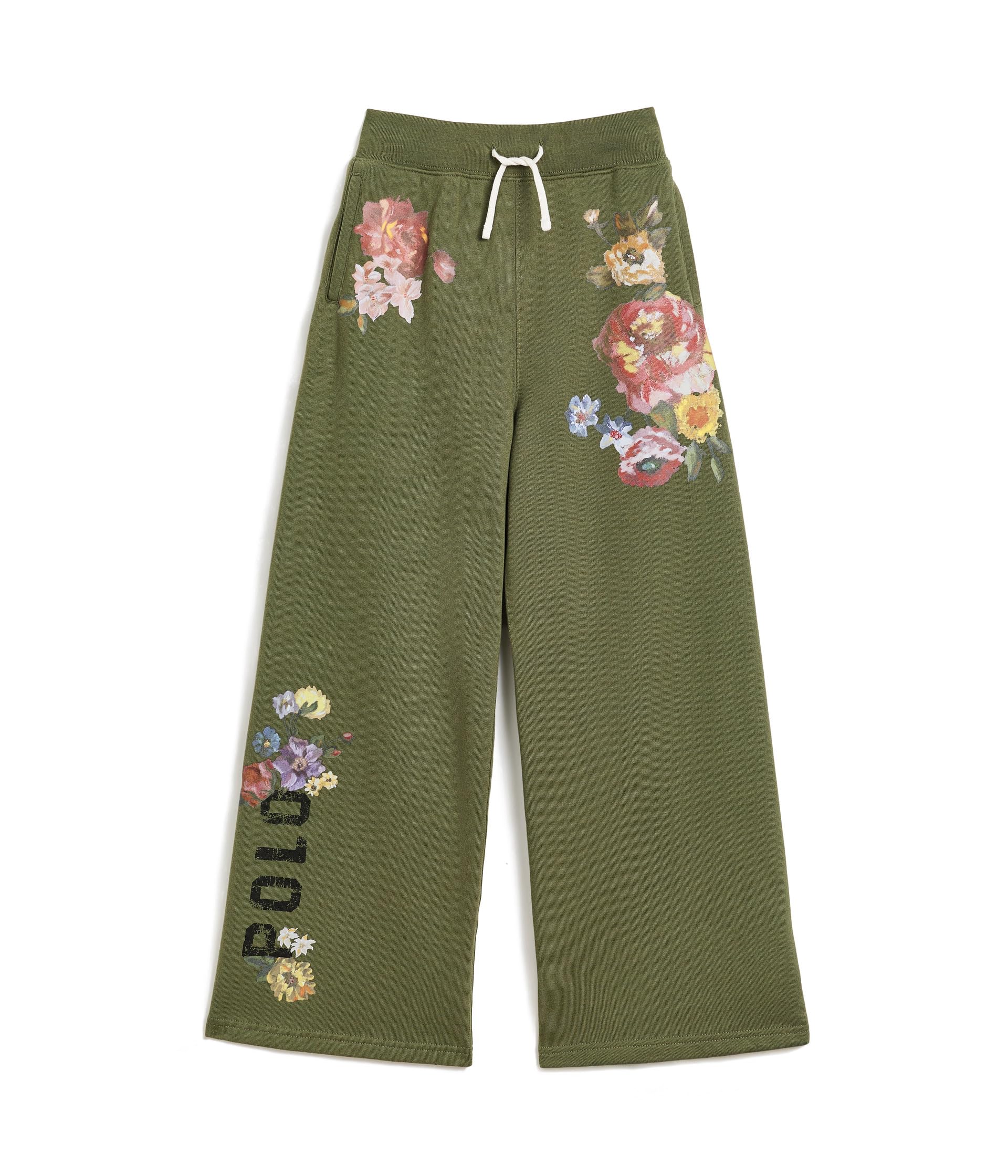 Floral Wide-Leg Fleece Sweatpants (Big Kid)